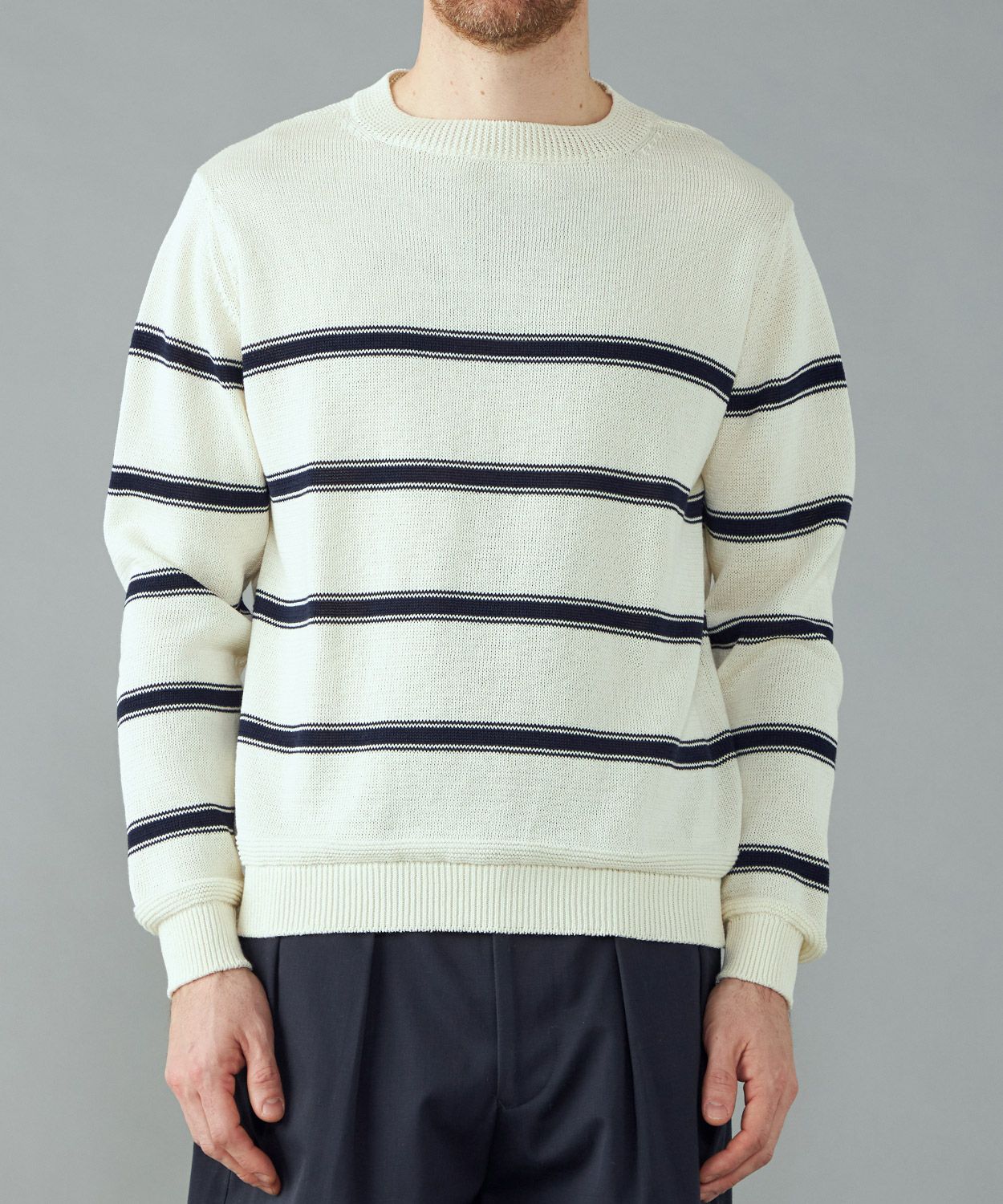 macalastair クルーネックセーター unisex 36 ストライプクルーネックセーター(UNISEX) 全2色 | BRITISH MADE