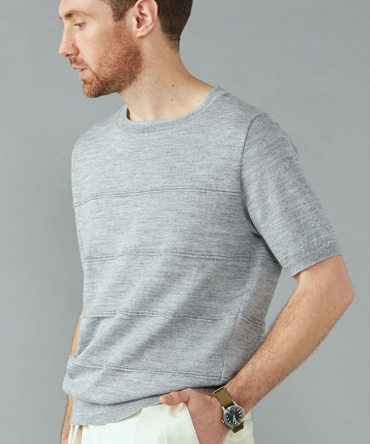 ピンタックストライプニットTシャツ(MEN) 全2色 | BRITISH MADE