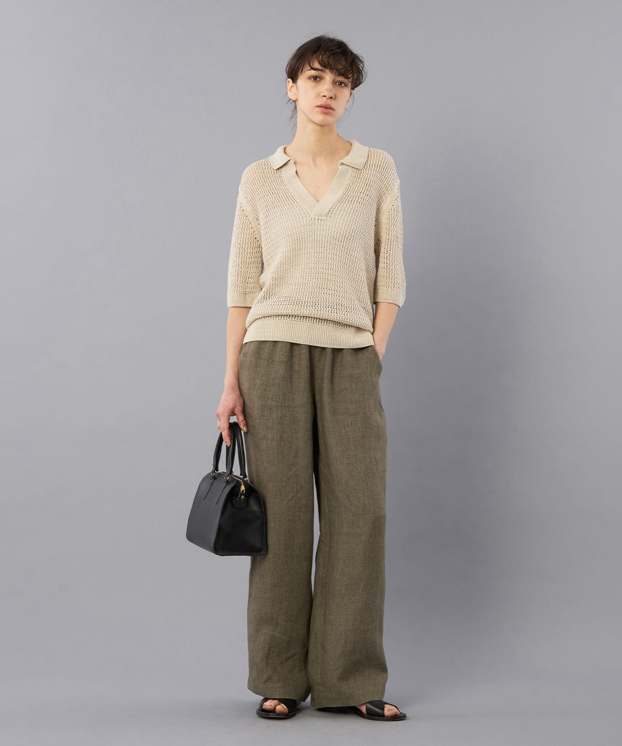 メッシュニットポロシャツ(リネン)(WOMEN) 全2色 | BRITISH MADE