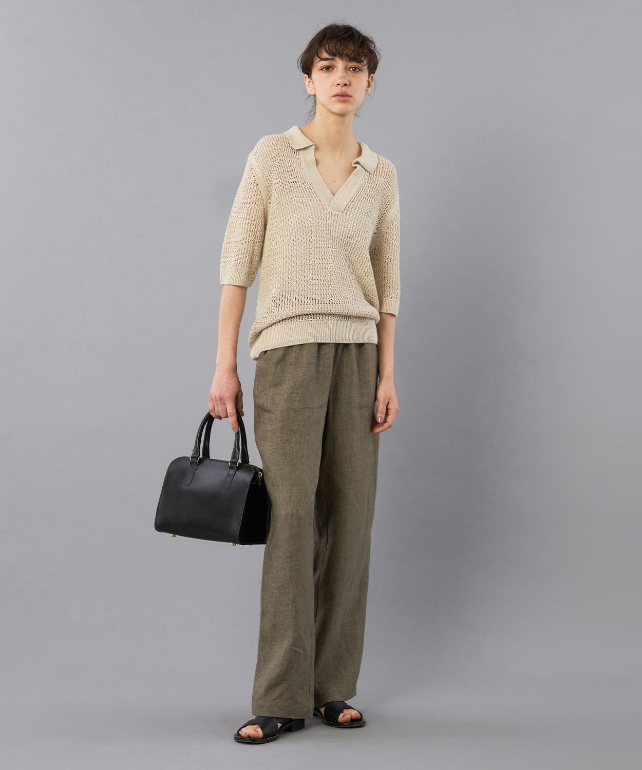 メッシュニットポロシャツ(リネン)(WOMEN) 全2色 | BRITISH MADE