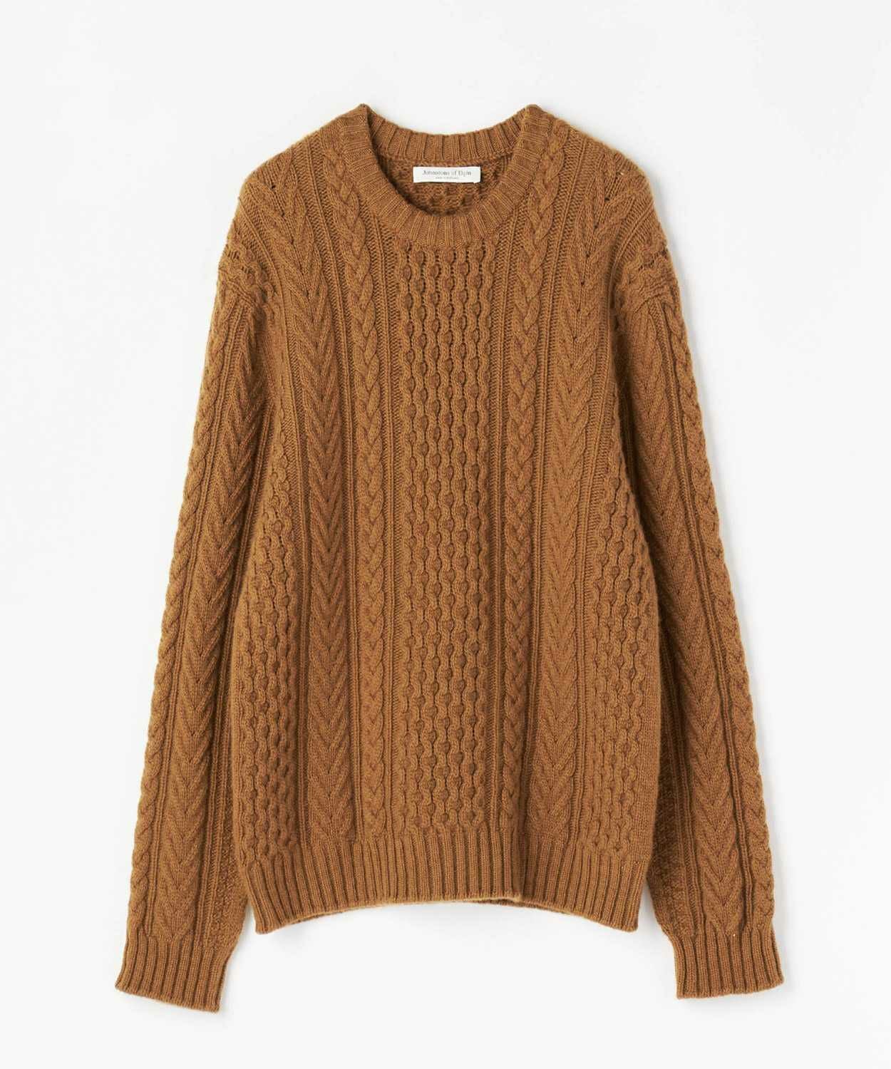 ラウンドネックアランセーター(カシミヤ)(MEN) 全2色 | BRITISH MADE