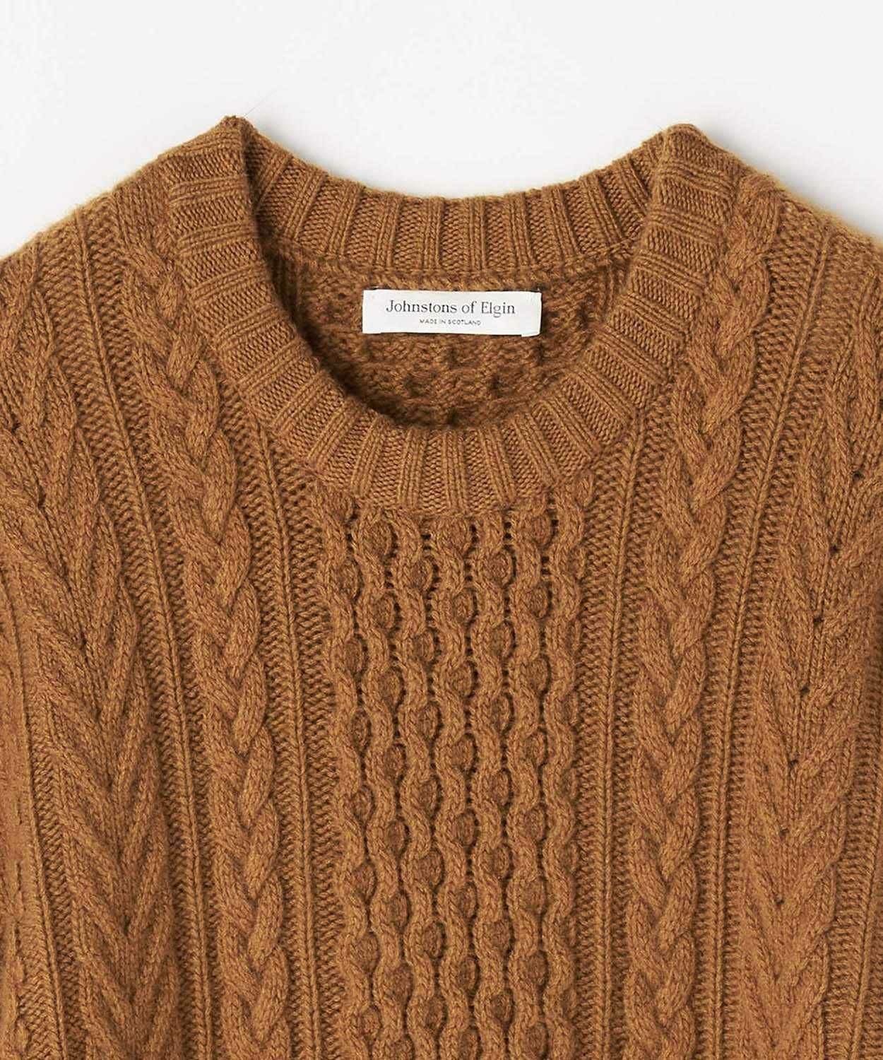 ラウンドネックアランセーター(カシミヤ)(MEN) 全2色 | BRITISH MADE