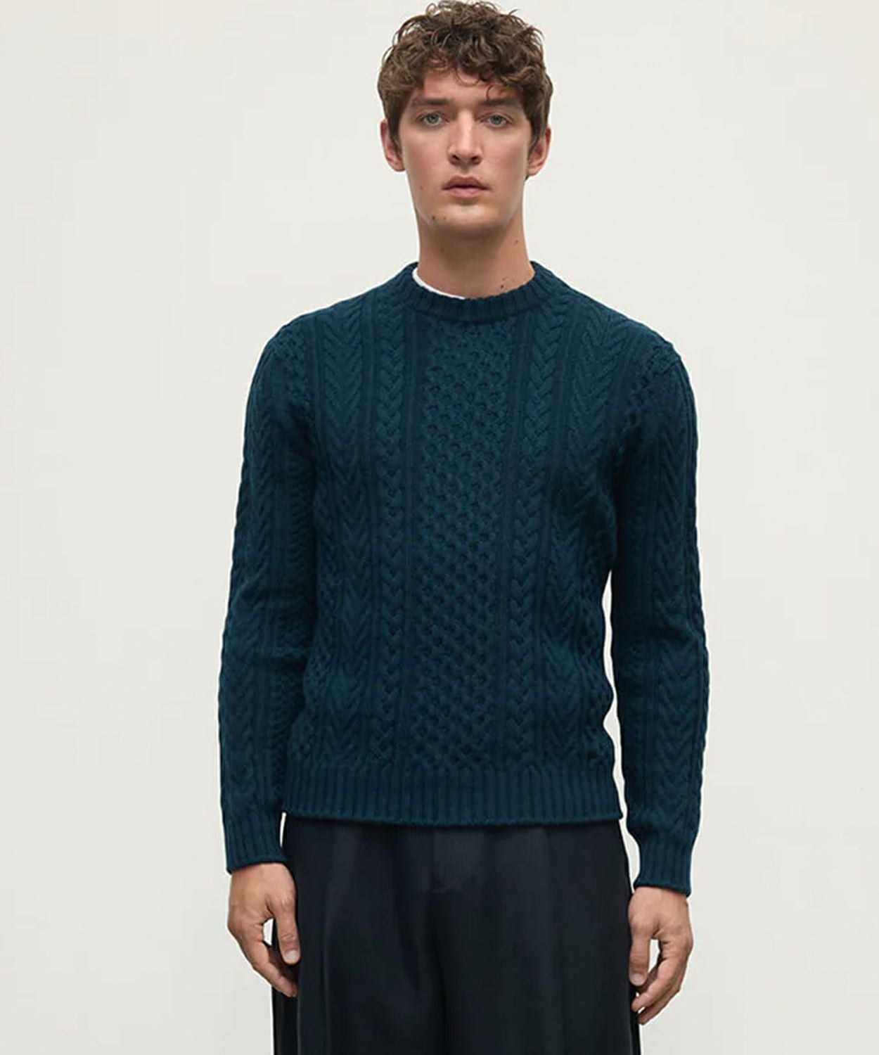 ラウンドネックアランセーター(カシミヤ)(MEN) 全2色 | BRITISH MADE