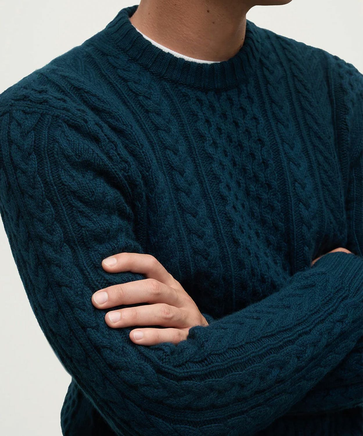 ラウンドネックアランセーター(カシミヤ)(MEN) 全2色 | BRITISH MADE