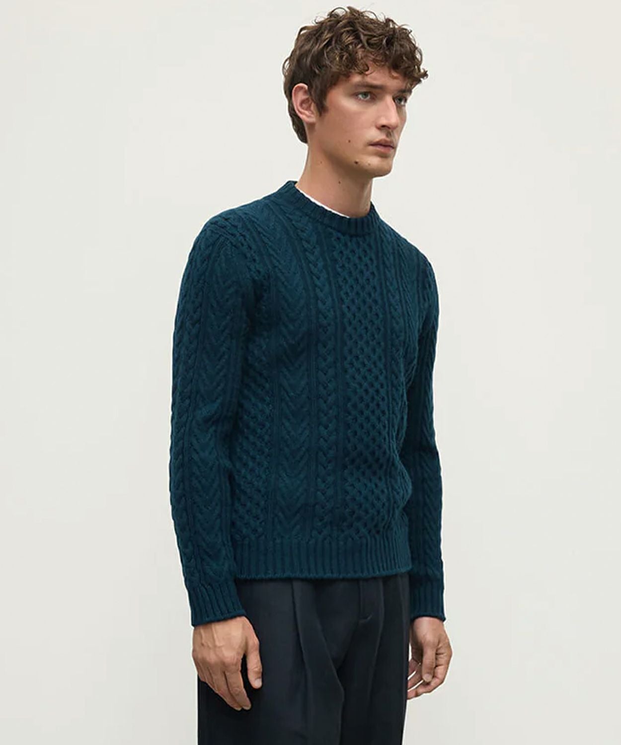 ラウンドネックアランセーター(カシミヤ)(MEN) 全2色 | BRITISH MADE