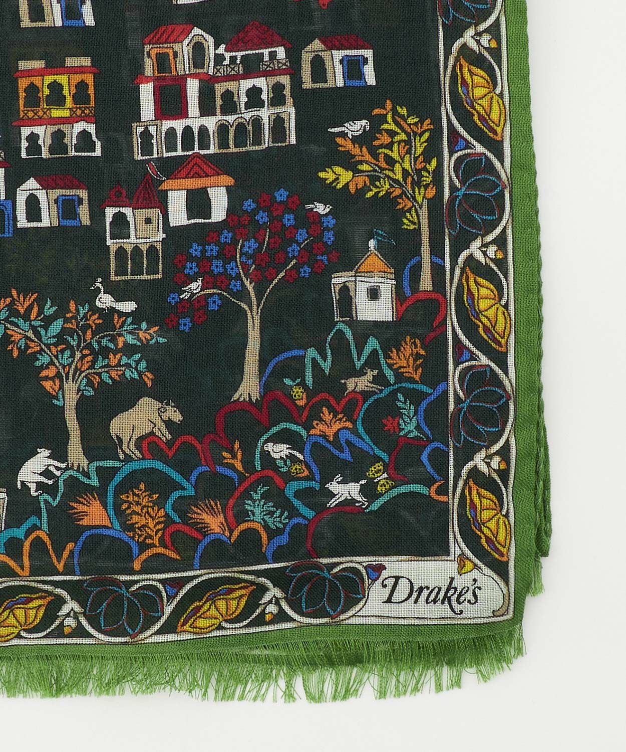 アンティークヴィレッジプリントスカーフ(ウール/シルク) 全1色