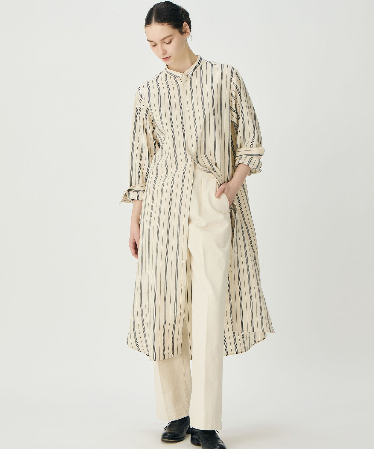 オフィサーシャツワンピース(ストライプ)(WOMEN) 全1色 | BRITISH MADE