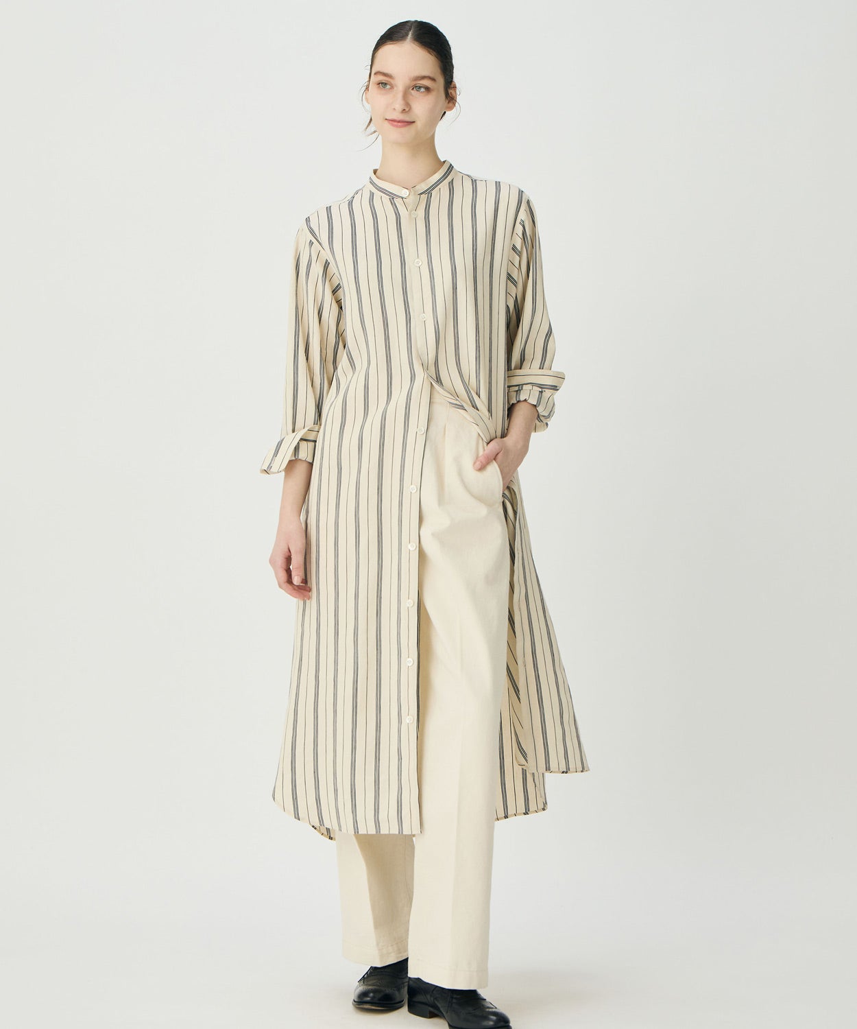 オフィサーシャツワンピース(ストライプ)(WOMEN) 全1色 | BRITISH MADE