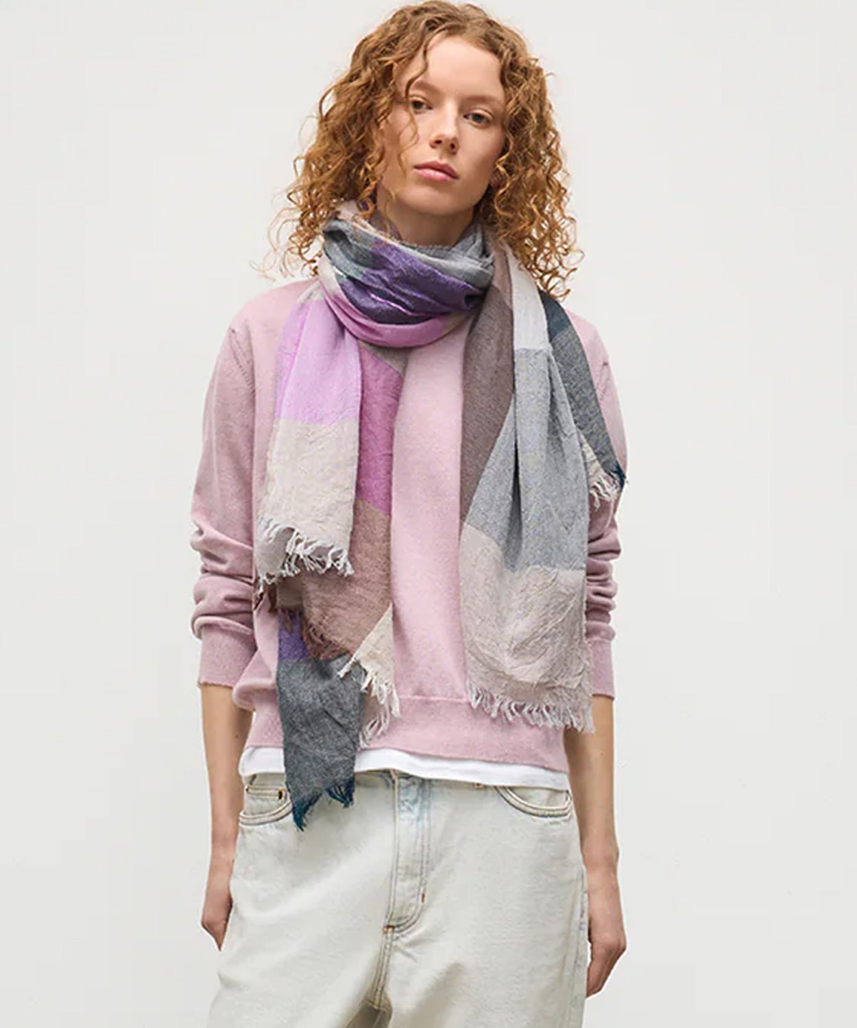 大判ライトウェイトブロックチェックスカーフ(ウール)全2色 | BRITISH MADE