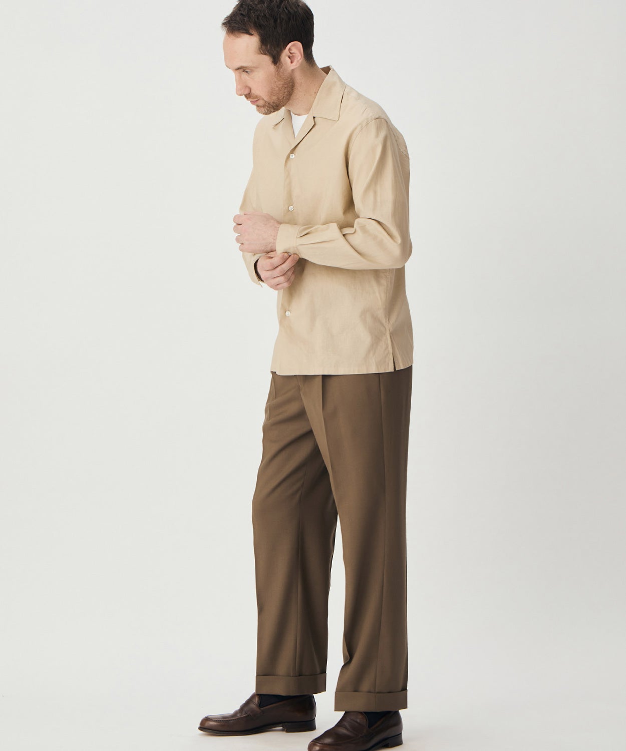 BRITISH MADE オープンカラーシャツ ヘイスティングス ベージュ L オープンカラーシャツ/ヘイスティングス(MEN) 全3色 | BRITISH MADE