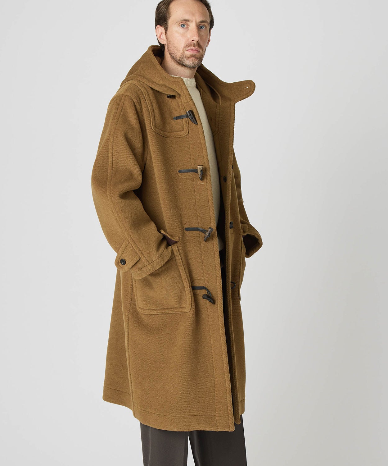 ヘリンボーンロングダッフルコート(ウール)(UNISEX) 全3色 | BRITISH MADE