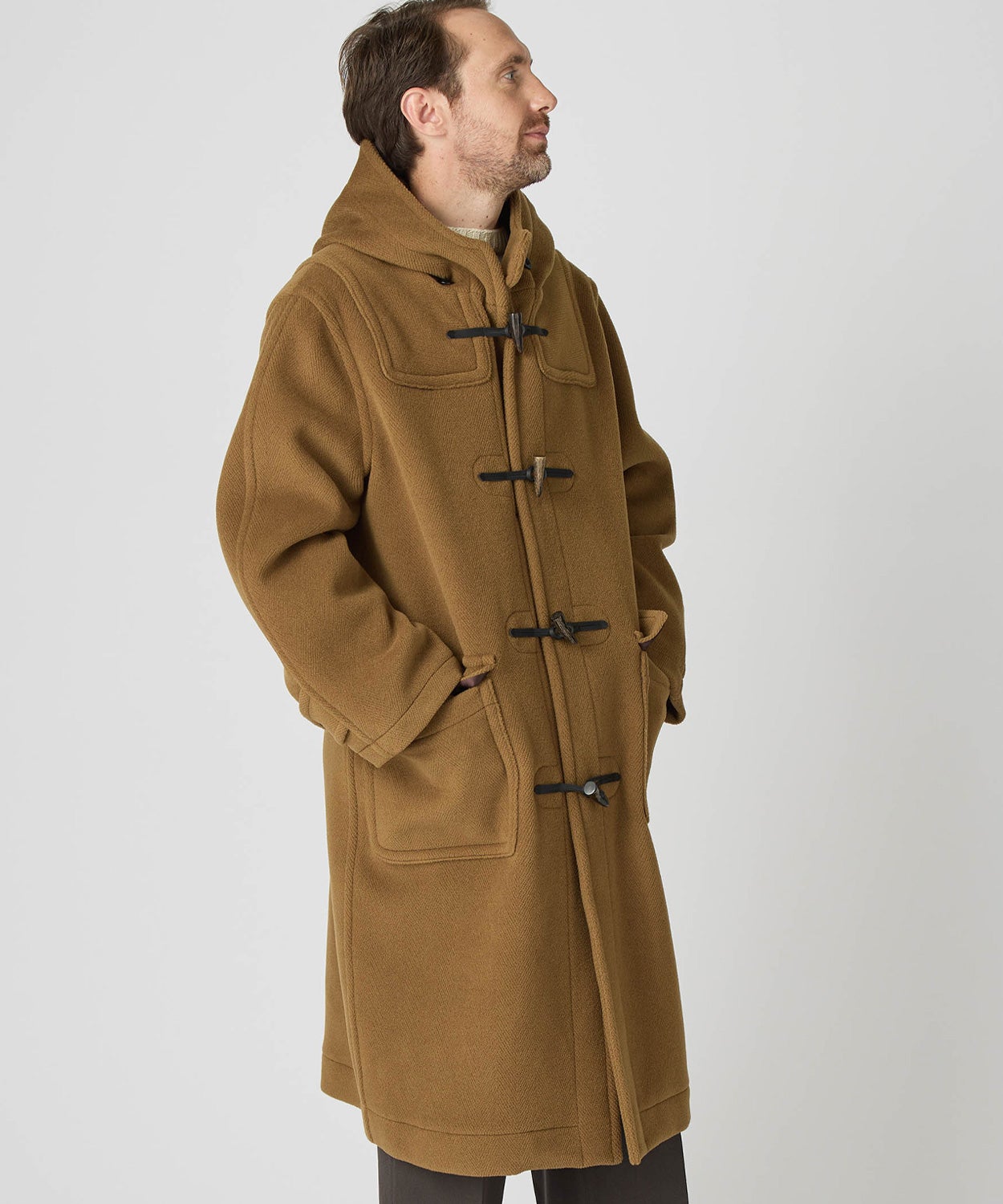 ヘリンボーンロングダッフルコート(ウール)(UNISEX) 全3色 | BRITISH MADE