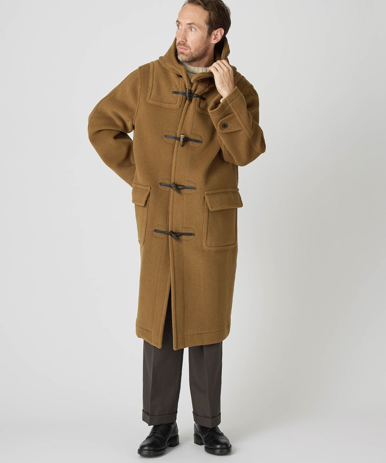 ヘリンボーンロングダッフルコート(ウール)(UNISEX) 全3色 | BRITISH MADE