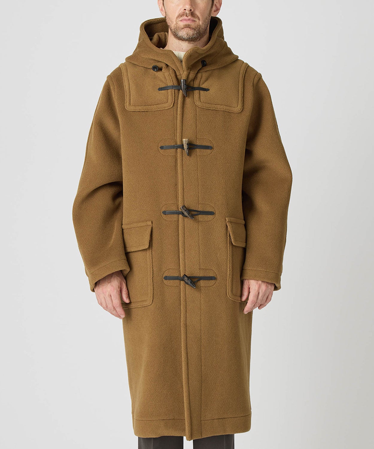 ヘリンボーンロングダッフルコート(ウール)(UNISEX) 全3色 | BRITISH MADE